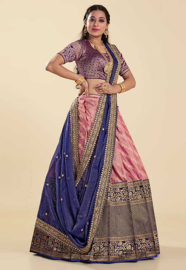 Pink Banarasi Half Saree