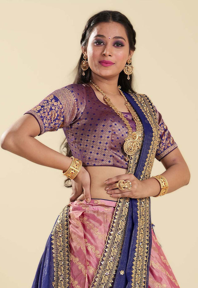 Pink Banarasi Half Saree