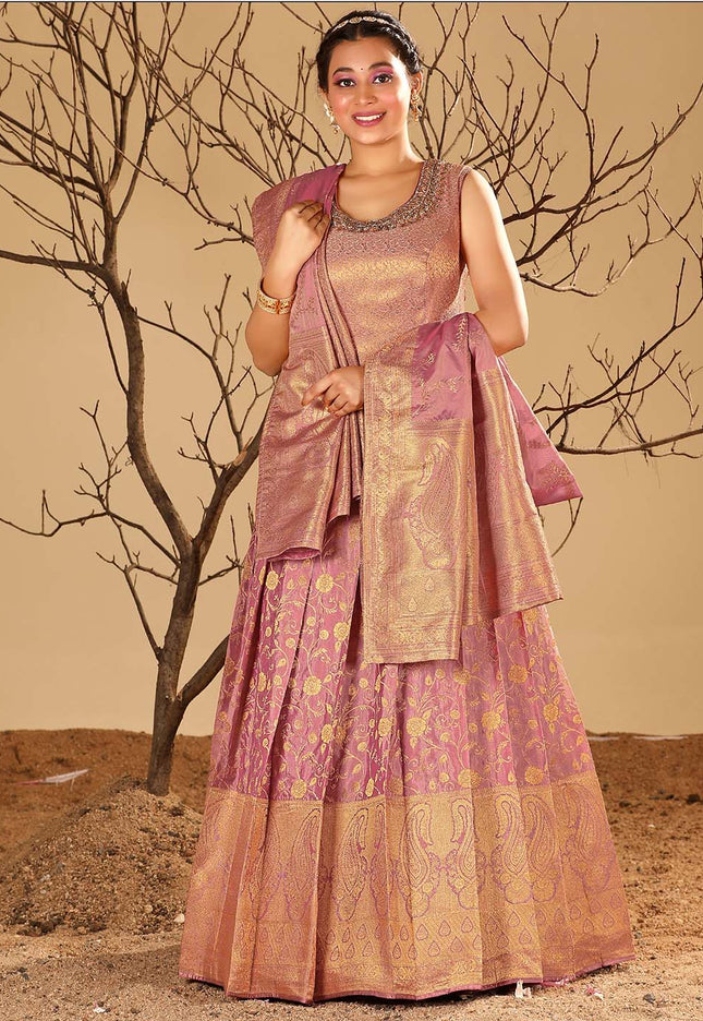 Pink Banarasi Gown