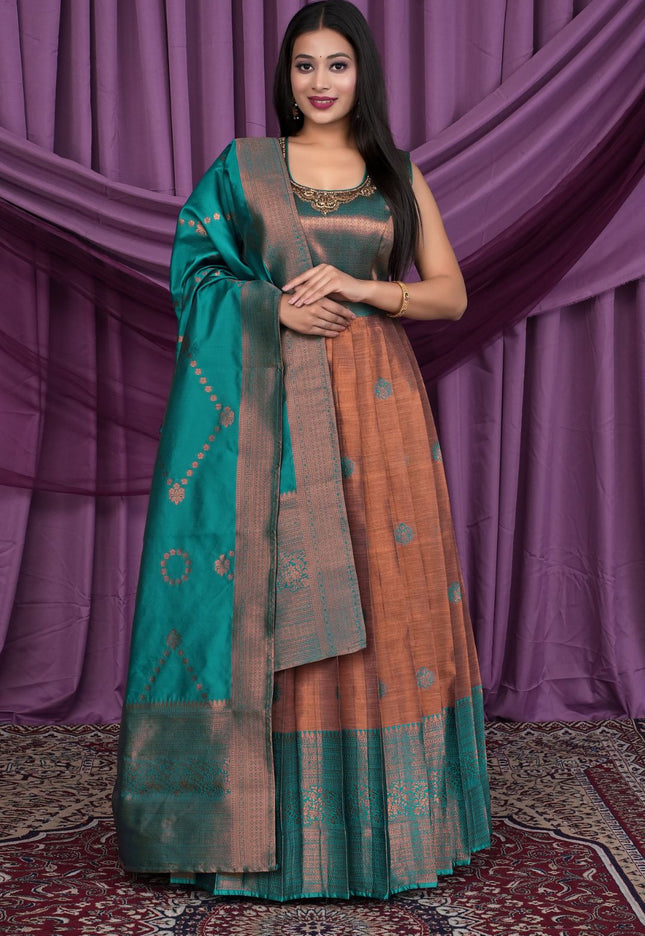 Woman wearing a traditional Gown With Dupatta