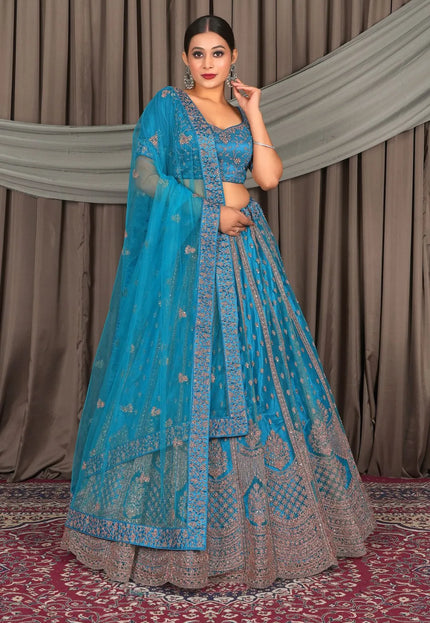 Firozi Designer Net Lehenga Choli For Women