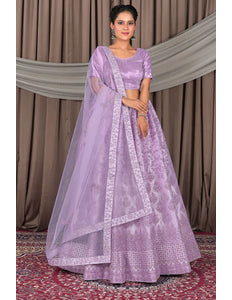 Purple Designer Net Lehenga Choli For Women