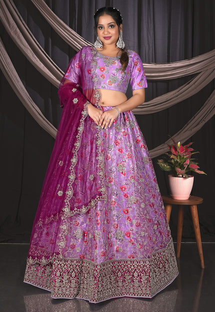 Designer Purple Net Lehenga Choli For Weddings