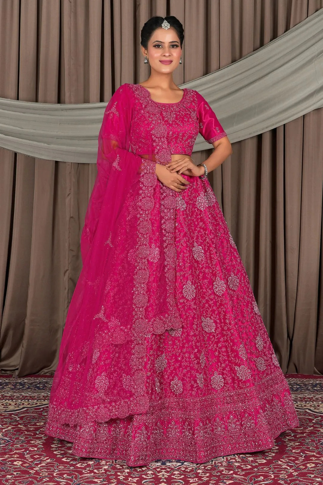 Rani Embroidered Bridesmaid Lehenga Choli In Net