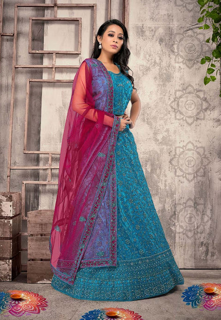 Firozi Net Readymade Lehenga