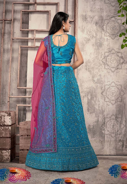 Firozi Net Readymade Lehenga