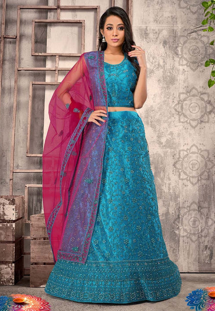 Firozi Net Readymade Lehenga