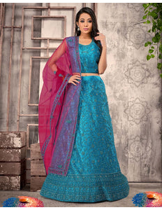 Firozi Net Readymade Lehenga