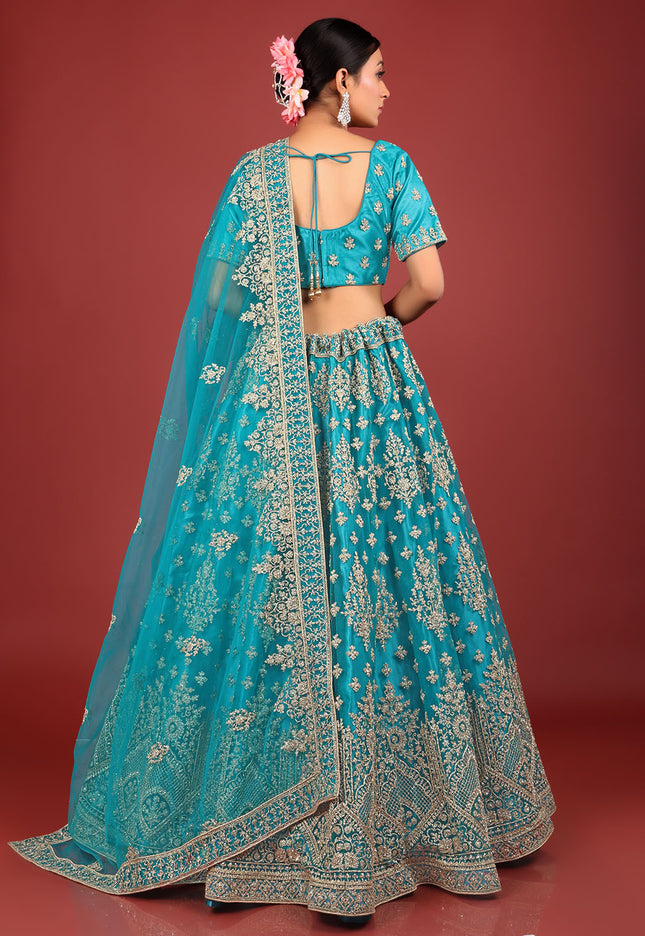 Firozi Net Chaniya Choli