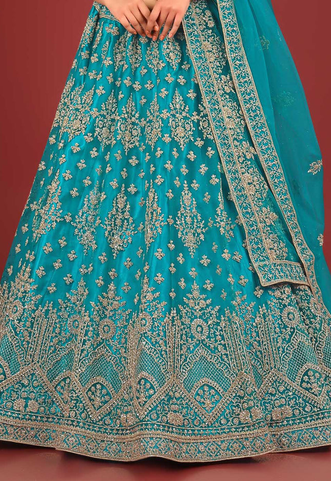 Firozi Net Chaniya Choli