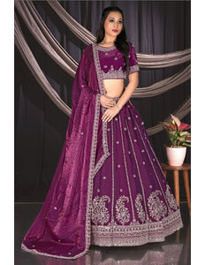 Wine Fendy Silk Lehenga Choli For Wedding Function