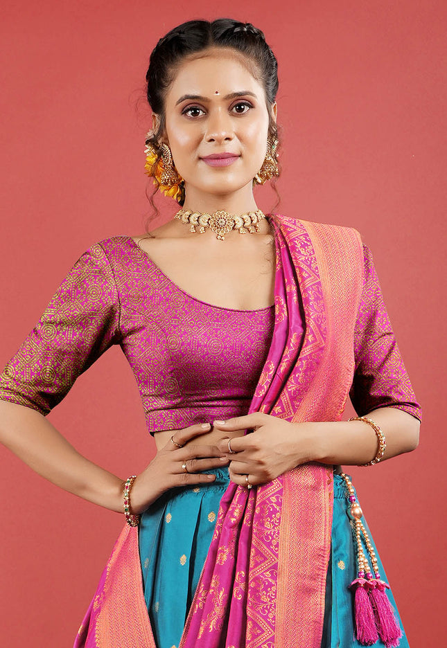 Firozi Banarasi Lehenga Choli