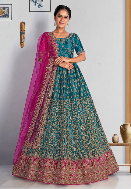 Firozi Net Lehenga Choli