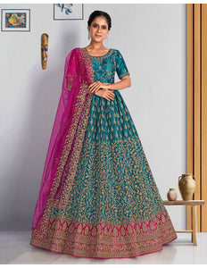 Firozi Net Lehenga Choli