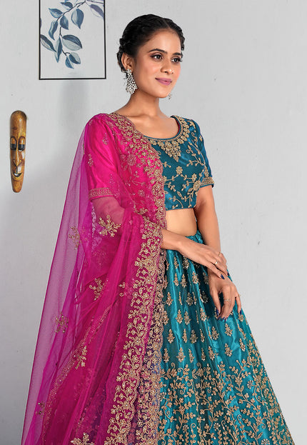 Firozi Net Lehenga Choli