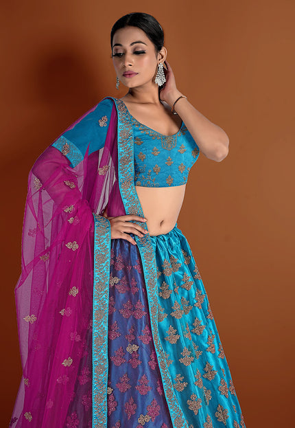 Firozi Beautiful Net Lehenga