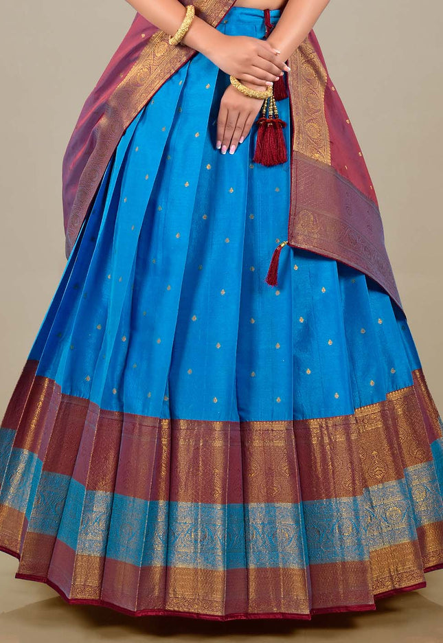 Firozi Banarasi Silk Half Saree