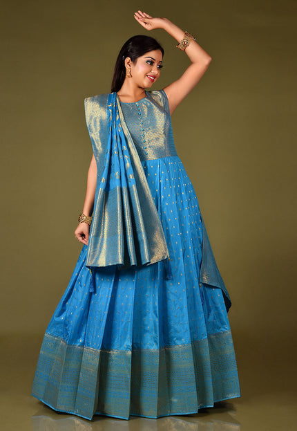 Firozi Banarasi Readymade Gown