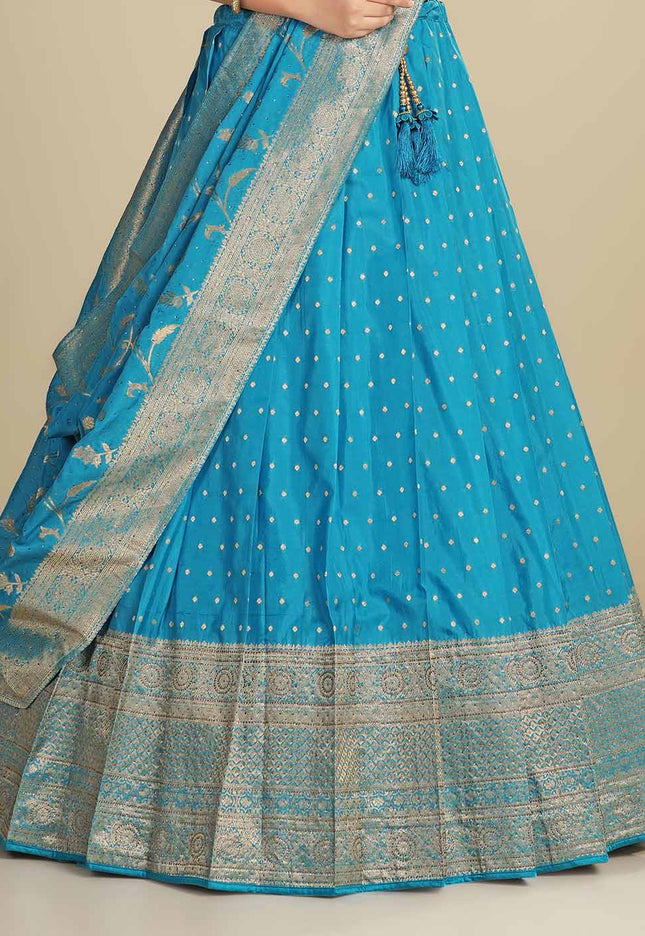 Firozi Banarasi Pattu Lehenga