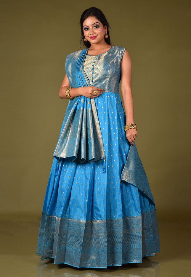 Firozi Banarasi Readymade Gown