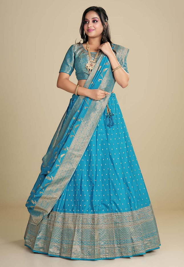 Firozi Banarasi Pattu Lehenga