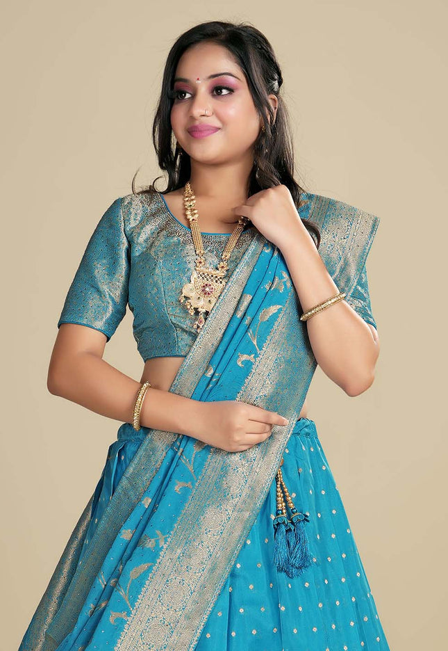 Firozi Banarasi Pattu Lehenga