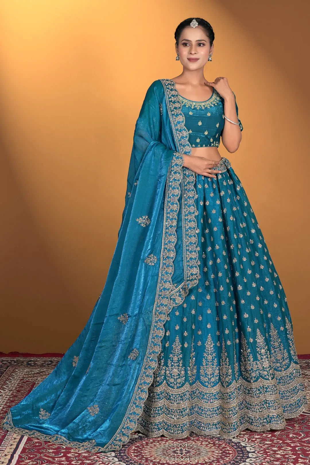 Firozi Fendy Fabric Lehenga Choli For Women