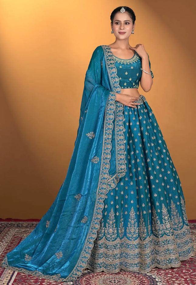 Firozi Fendy Fabric Lehenga Choli For Women