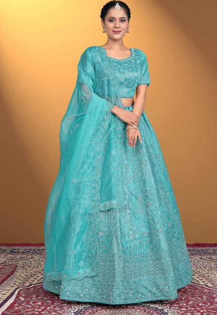 Firozi Latest Designer Lehenga Choli In Net