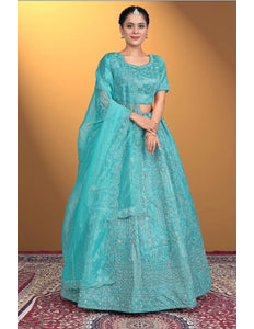 Firozi Latest Designer Lehenga Choli In Net