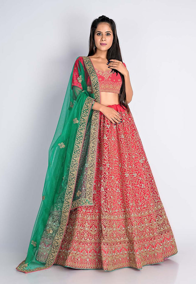 Gajari Party Wear Net Lehenga