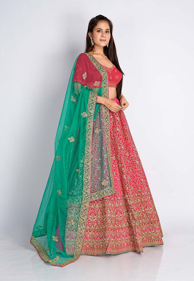 Gajari Party Wear Net Lehenga