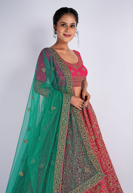 Gajari Party Wear Net Lehenga