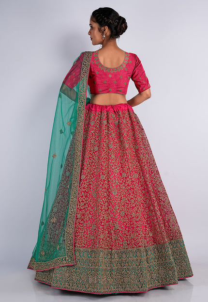 Gajari Party Wear Net Lehenga