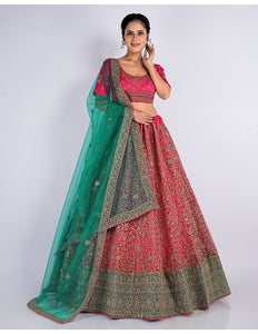 Gajari Party Wear Net Lehenga