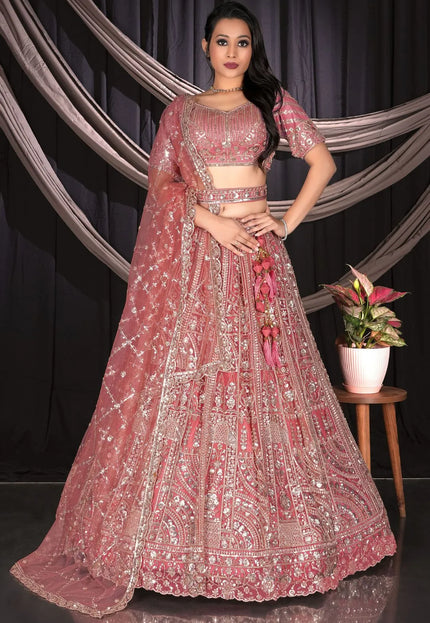 Gajari Embroidery Work Net Chaniya Choli For Women