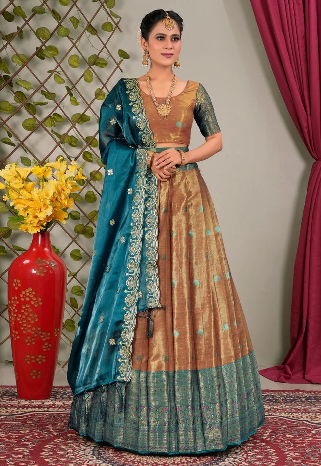Gajari Zari Silk Semi-Stitched Lehenga For Women