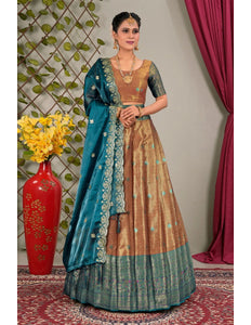Gajari Zari Silk Semi-Stitched Lehenga For Women