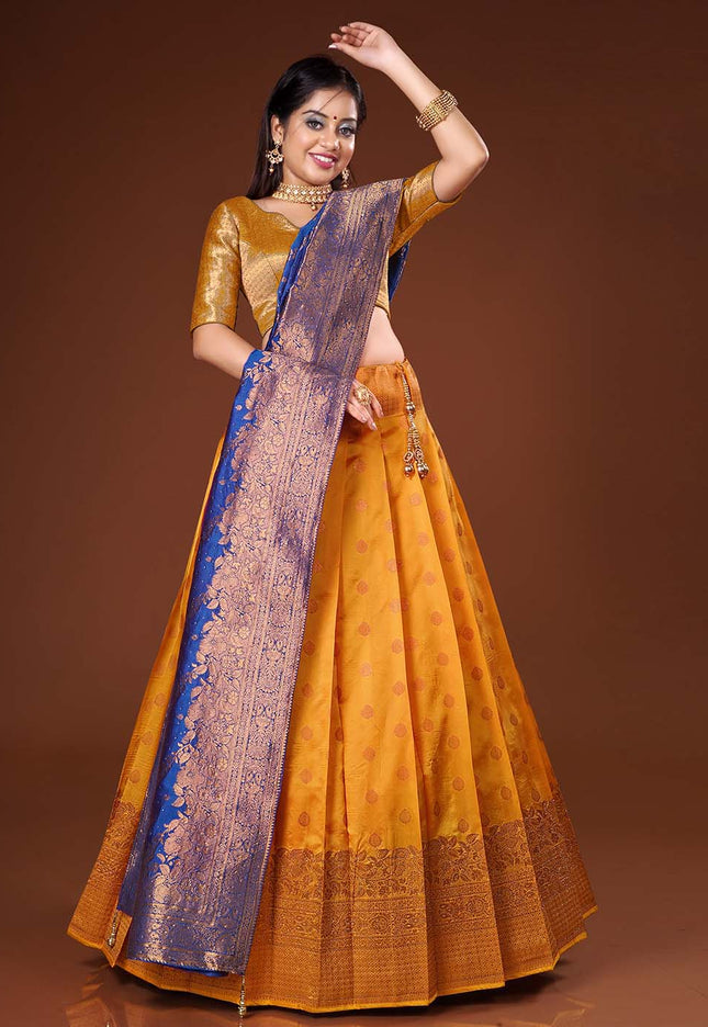 Gold Pure Banarasi silk Half Saree