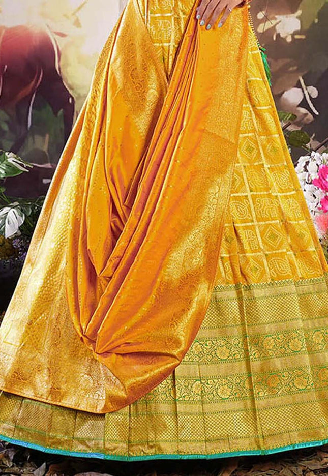 Yellow Traditional Banarasi Lehenga