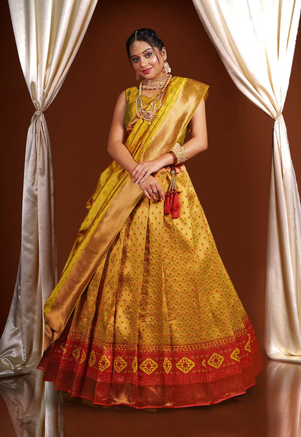 Gold Kanjivaram Silk Half Saree