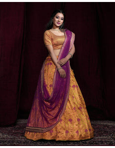 Gold Banarasi Silk Half Saree