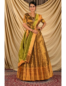 Gold Pure Two Tone Zari Tissue Lehenga Choli For Women