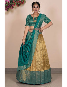 Gold Traditional Tissue Silk Lehenga Choli