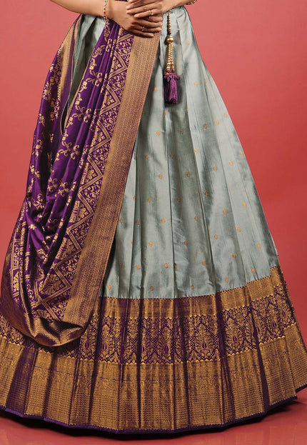 Gray Banarasi Lehenga Choli