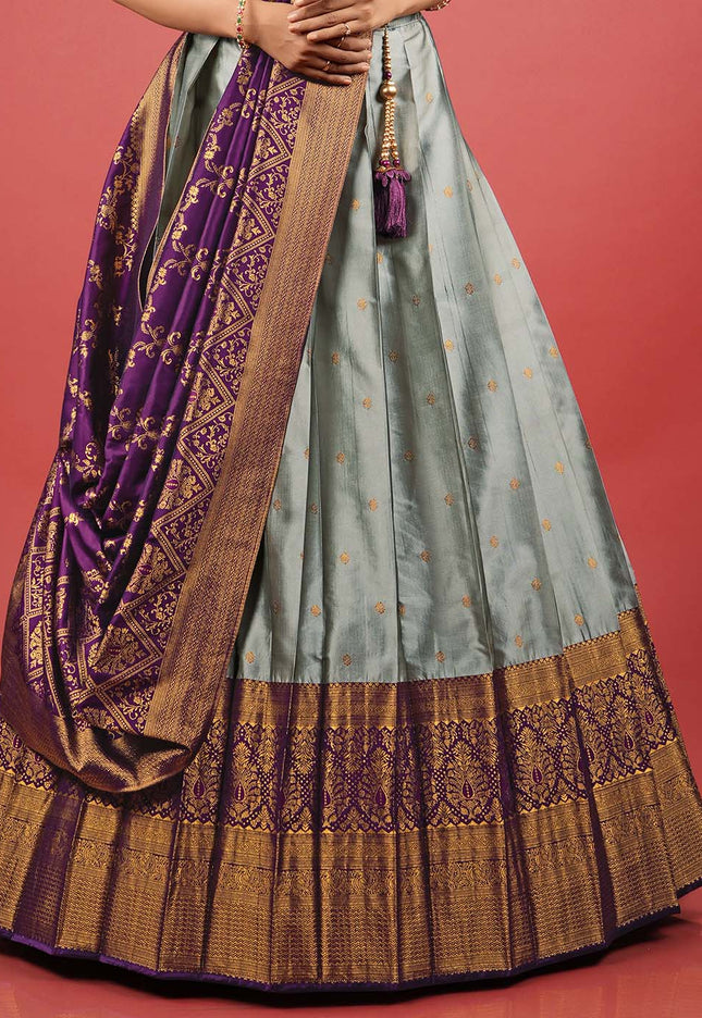 Gray Banarasi Lehenga Choli