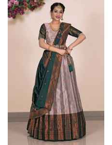 Gray Banarasi Silk Lehenga With Zari Woven