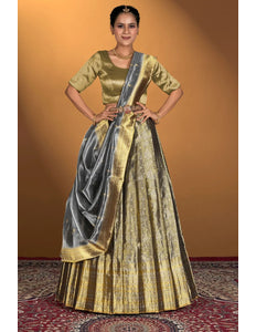 Gray Pure Two Tone Zari Tissue Lehenga Choli