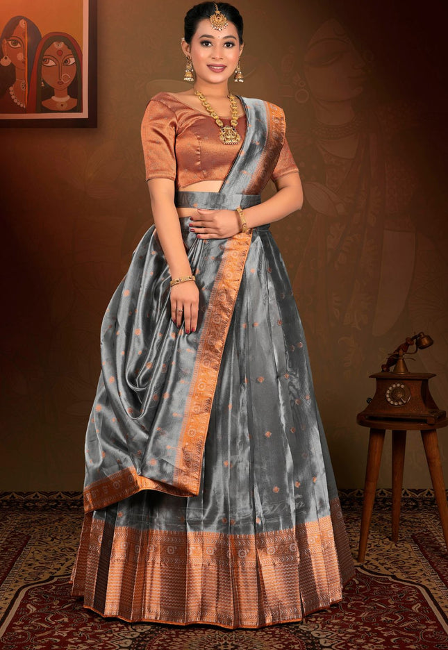 Woman in traditional lehenga choli with dupatta