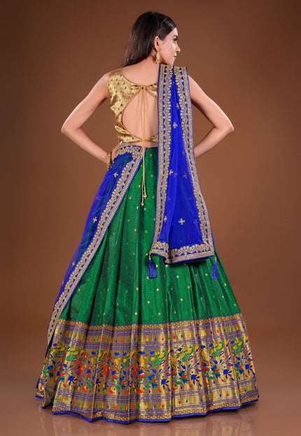 Green Banarasi Half Saree